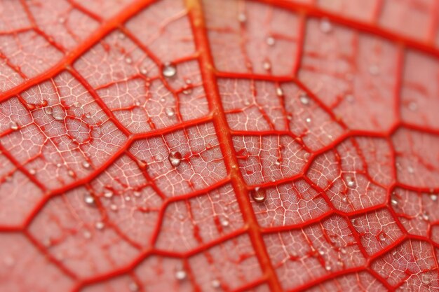 Photo a leaf with water drops on it and a red leaf