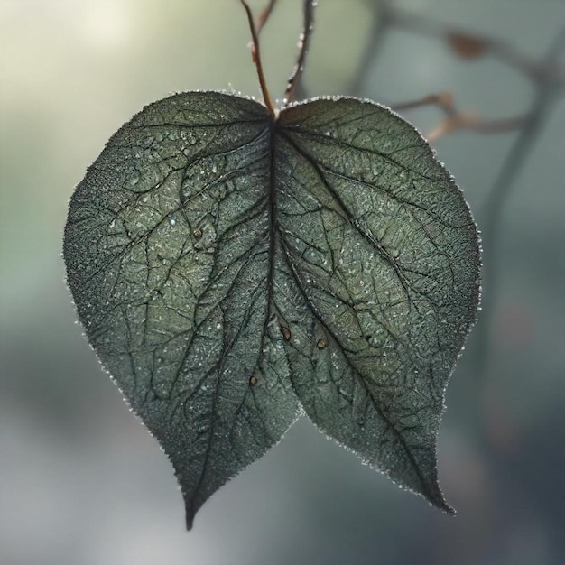 a leaf with water drops on it and the word  rain  on it