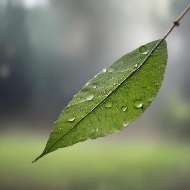 a leaf with water drops on it and the word water on it