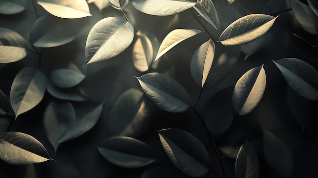 Photo leafy green wall with shadows