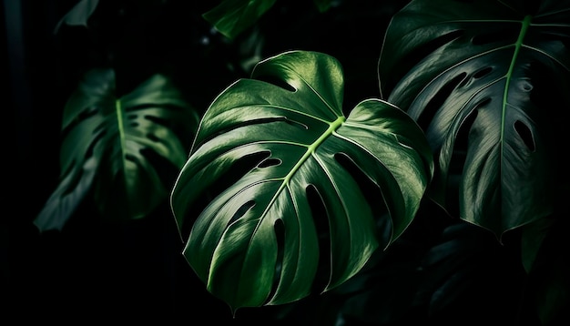 A leafy plant with a dark background