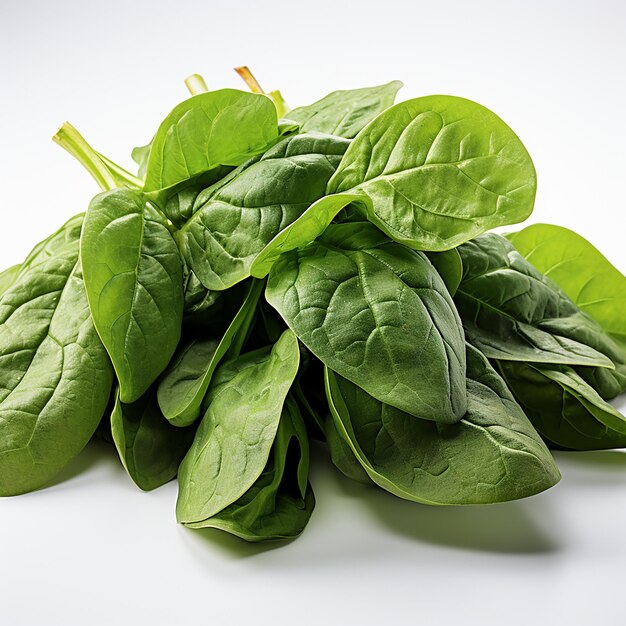 Leafy Spinach Isolated on White Background