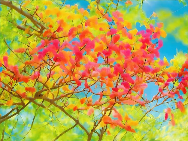 Leafy tree branch in vibrant summer colors generated by Ai