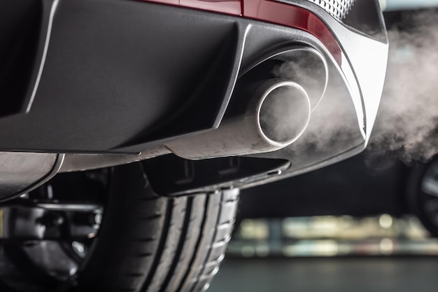 Leaking gases from the exhaust of a petrol or diesel car