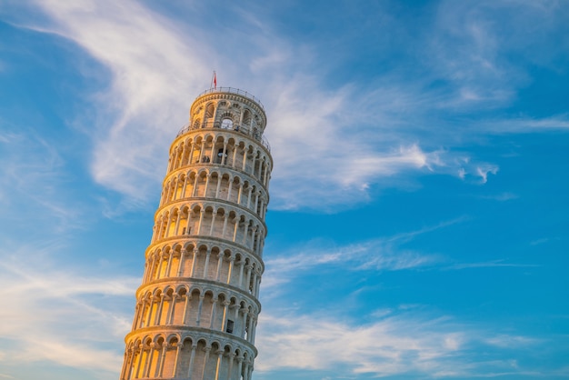 The Leaning Tower in a sunny day in Pisa, Italy.