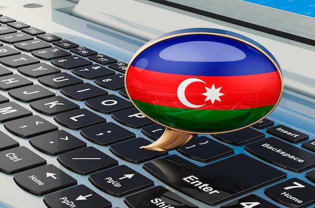 Learn Azerbaijani online concept Speech balloon with Azerbaijani flag 3D rendering