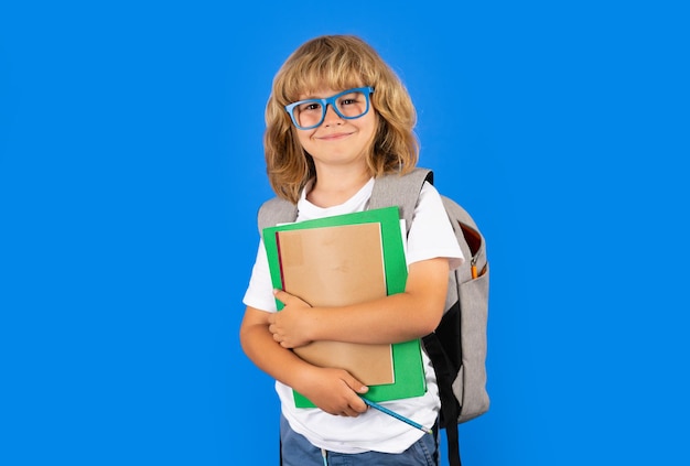 Learning knowledge and kids education concept school teen boy in with backpack