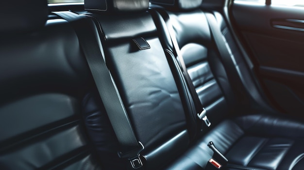 Photo leather backseat of a luxury car highlighting premium material and craftsmanship with welldefined seats and meticulous detailing