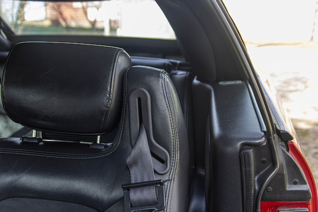 leather black interior of a luxury car handmade leather upholstery