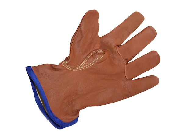 Leather gloves for work on a white background