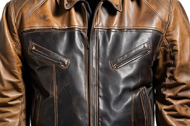 Photo leather jacket collar close up