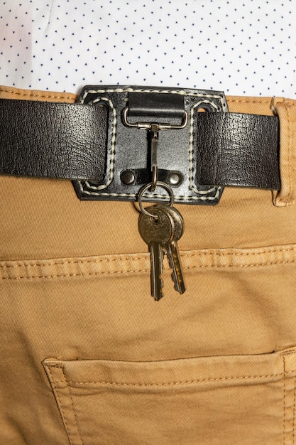 Leather key strap with iron carabiner