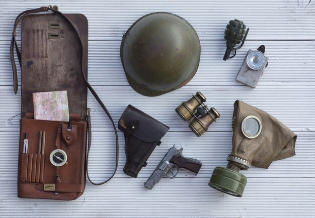 leather mapcase vintage military equipment and weapons