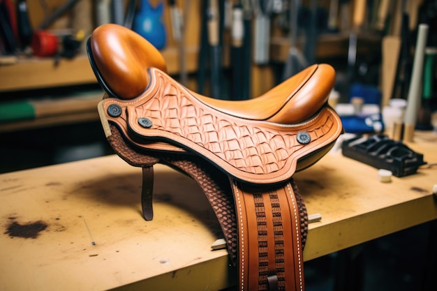 Leather saddle making process stepbystep created with generative ai