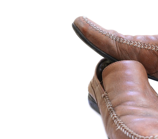 Leather shoes on a white background