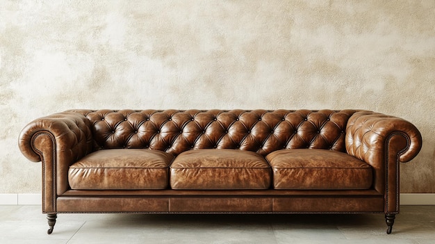 Photo leather sofa with a soft leather seat