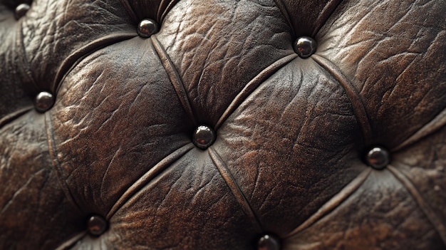 Photo leather upholstered furniture with a leather cushion that has a button and a button