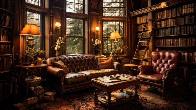 Photo leather victorian house interior