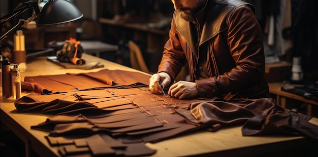 Leathersmith leather craftsman sewing Generative AI