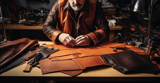 Leathersmith leather craftsman sewing Generative AI