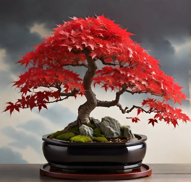 Leaves in the Autumn season bonsai Tree Ai generated