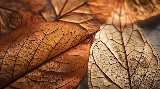 Leaves close up background Generative Ai