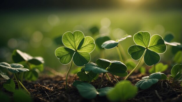 Leaves of clover in the ground AI generated