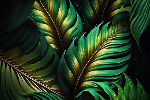 Leaves of spathiphyllum cannifolium abstract green tea creative digital illustration