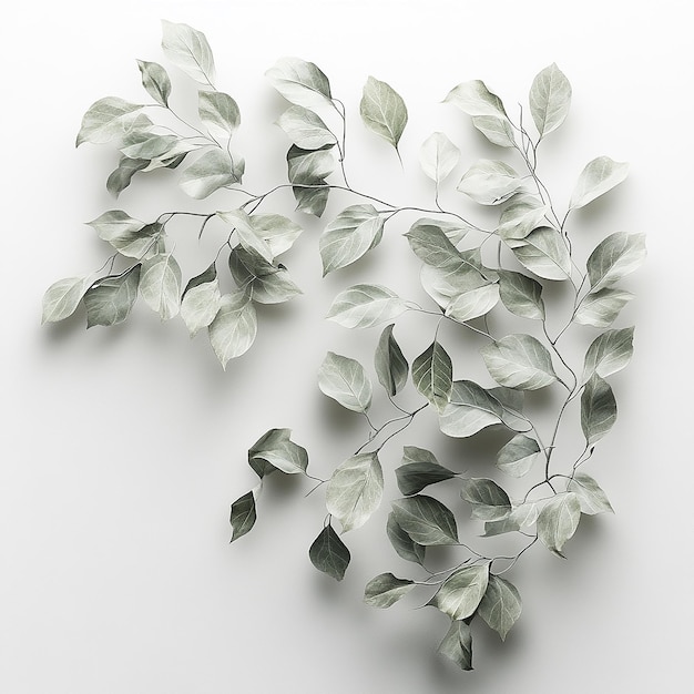 Leaves Swirling Around on a White Background Elegant and Dynamic Design