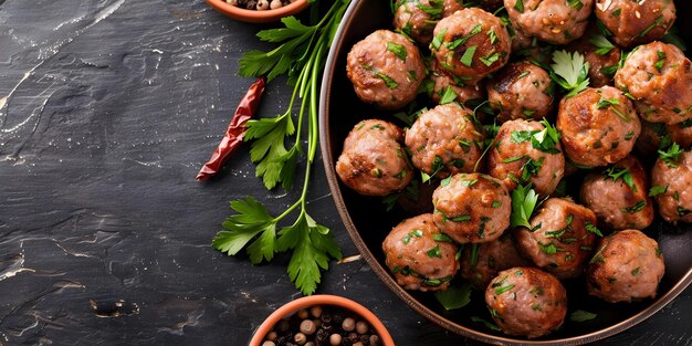 Photo lebanese kibbeh middle eastern meatballs with herbs spices and coriander garnish concept middle eastern cuisine lebanese recipes meatball substitutes cooking with herbs and spices