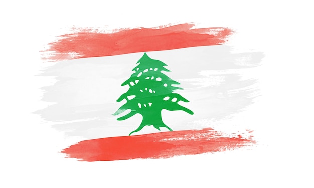 Lebanon flag brush stroke, national flag on white background