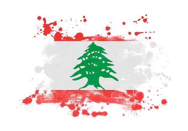 Lebanon flag grunge painted background