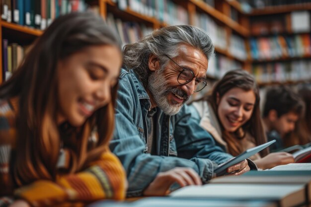 A lecturer helping out high school pupils Generative Ai