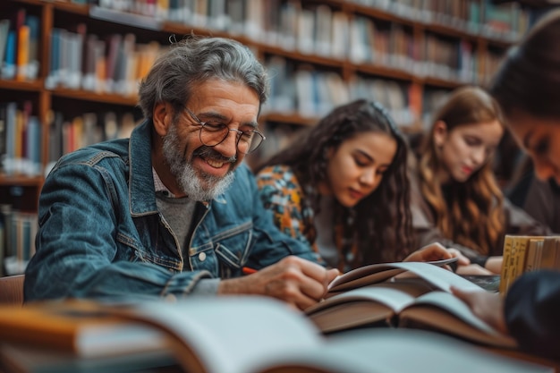 A lecturer helping out high school pupils Generative Ai