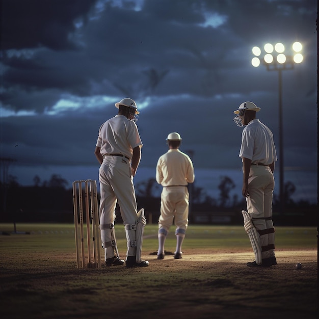 LED bails and umpires inspecting stumps