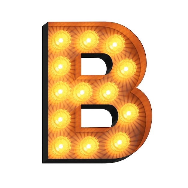 LED Marquee letter B on white background