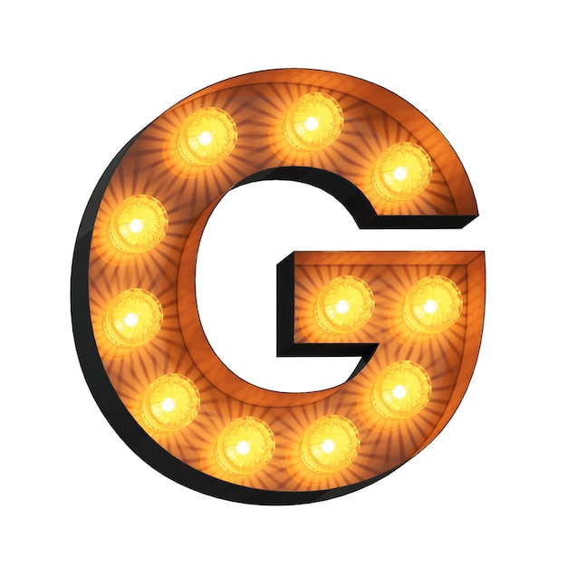 LED Marquee letter G on white background