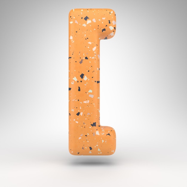 Left square bracket symbol on white background. 3D rendered sign with orange terrazzo pattern texture.