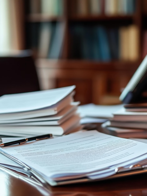 Photo legal briefs and documents spread on a desk