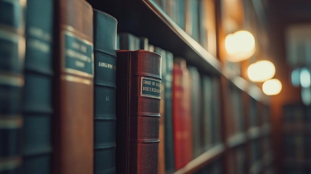 legal code book on a library shelf library lighting