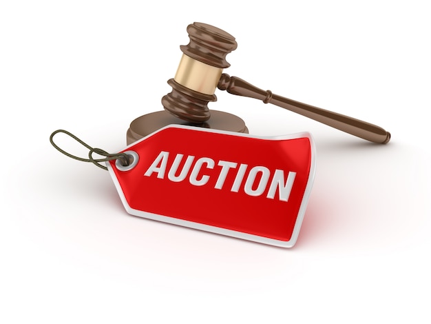 Photo legal gavel with auction tag