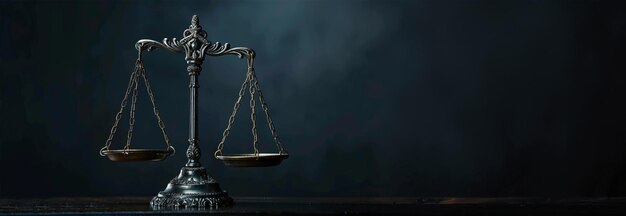 Photo legal office of lawyers justice and law concept retro balance scale of justice on a desk in a courtroom depicting giving fair and objective consideration to all evidence without showing bias