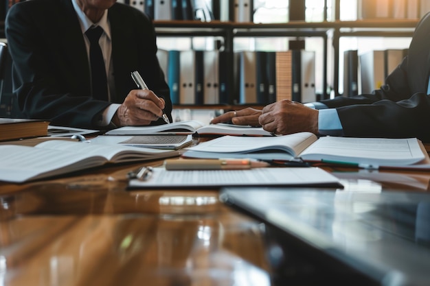 Legal Professionals Reviewing Intellectual Property Documents in WellAppointed Office