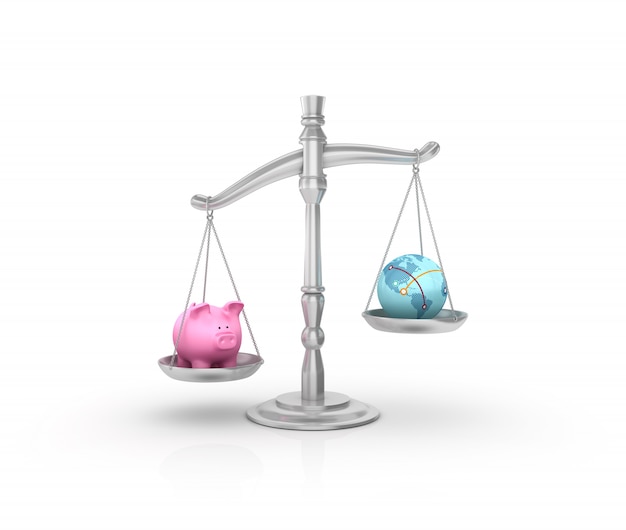 Legal Weight Scale with Piggy Bank and Globe World