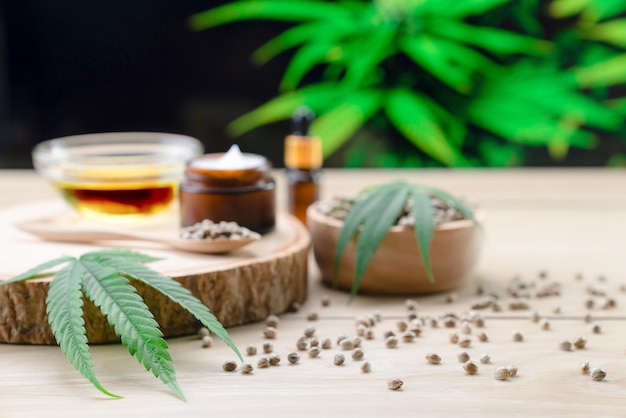 Legalized cannabis for skincare product features with set of CBD oil bottles