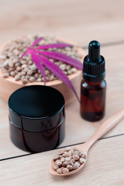 Legalized CBD oil and mockup cream jar for skincare purpose