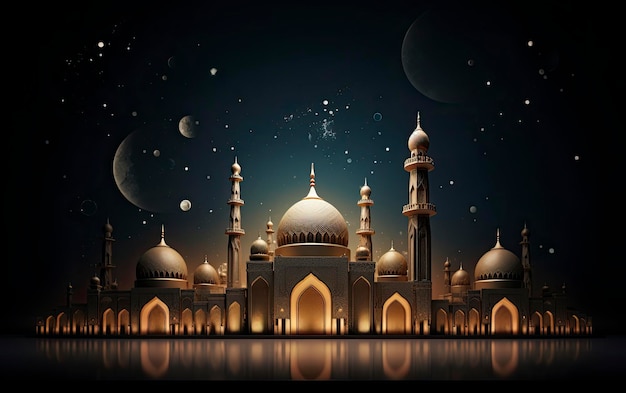 Legant background for a poster with a Ramadan theme decorated with a lantern