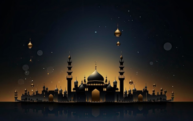 Legant background for a poster with a Ramadan theme decorated with a lantern