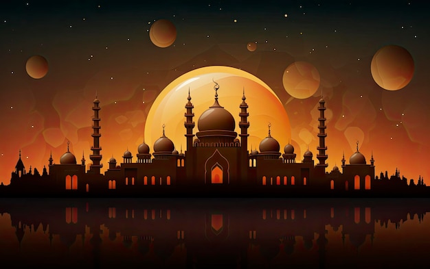 Legant background for a poster with a Ramadan theme decorated with a lantern