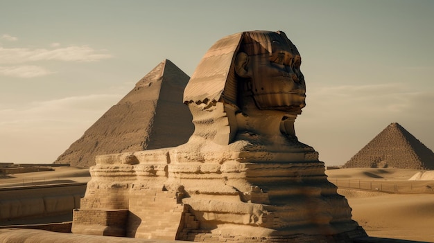 The legendary Egyptian Sphinx gazing into the distan AI generated